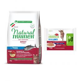 3 kg Natural Trainer Adult + 4 x 85 g passendes Nassfutter zum Sonderpreis! - Thunfisch + Thunfisch