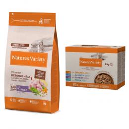 3 kg Nature's Variety + 12 x 85 g Bites Mix in Soße gratis! - No Grain Sterilized Adult Truthahn