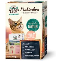 3 x 4 x 100 g | Wildes Land | Pouch Probierbox Classic Adult | Nassfutter | Katze