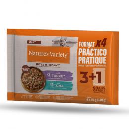 30 + 14 gratis! 44 x 85 g Nature's Variety Bites in Soße Adult - mit Truthahn und Thunfisch