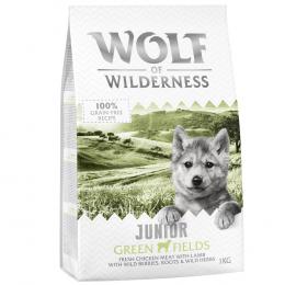 30% Rabatt! 1 kg Wolf of Wilderness Trockenfutter  - JUNIOR: Green Fields - Lamm