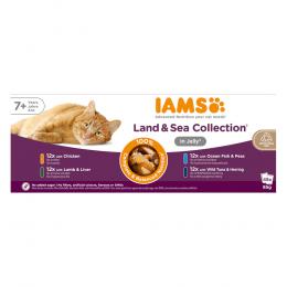 36 + 12 gratis! 48 x 85 g IAMS Advanced Nutrition Land & Sea Collection  - Senior 7+ in Gelee