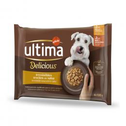 36 + 8 gratis! 44 x 100 g Ultima Delicious Adult Mini Streifen in Soße - Huhn & Rind