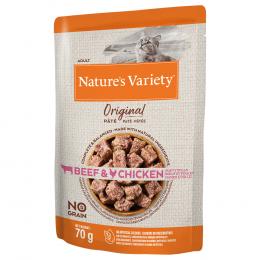 38 + 10 gratis! 48 x 70 g / 85 g Nature's Variety - 48 x 70 g Original Paté No Grain: Rind und Huhn