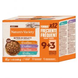 38 + 10 gratis! 48 x 70 g / 85 g Nature's Variety Adult - 48 x 85 g Bites in Soße: Mix, 4 Sorten
