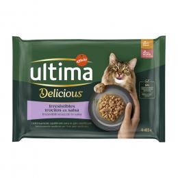38 + 10 gratis! 48 x 85 g Ultima Adult - Delicious Sterilized: Huhn und Lachs