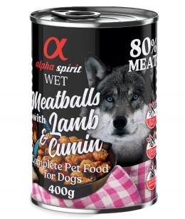 4 + 2 gratis! 6 x 400 g alpha spirit Dog Meatballs - Lamm & Kreuzkümmel