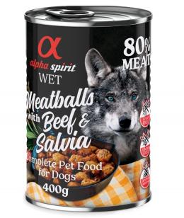 4 + 2 gratis! 6 x 400 g alpha spirit Dog Meatballs - Rind & Salbei