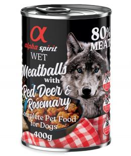4 + 2 gratis! 6 x 400 g alpha spirit Dog Meatballs - Rothirsch & Rosmarin