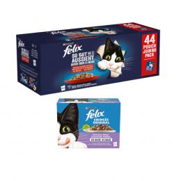 Angebot für 44 x 80 g / 44 x 85 g Felix + 12 x 85 g Mix in Gelee gratis! -  44 x 85 g 
