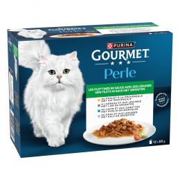 48 + 12 gratis! 60 x 85 g Gourmet Perle Gemischte Auswahl - Erlesene Streifen mit Gemüse