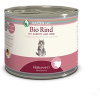 48 x 200 g | Herrmanns | Bio-Rind mit Karotte und Hirse Selection | Nassfutter | Katze