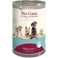 48 x 400 g | Herrmanns | Welpe Bio-Gans mit Spinat und Kartoffeln Selection | Nassfutter | Hund