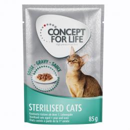 48 x 85 g Concept for Life - 10 € Rabatt! - Sterilised Cats in Soße