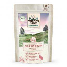 48 x 85 g | Wildes Land | Rind und Huhn mit Cranberries und Lachsöl BIO Adult | Nassfutter | Katze