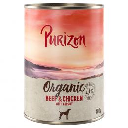 5 + 1 gratis! 6 x 400/800 g Purizon Nassfutter - Organic Rind und Huhn mit Karotte (6 x 400 g)