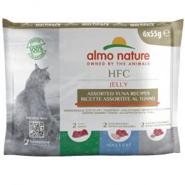 5 + 1 gratis! 6 x 55 g Almo Nature HFC Jelly Pouch  - Mixpaket Thunfisch (3 Sorten)