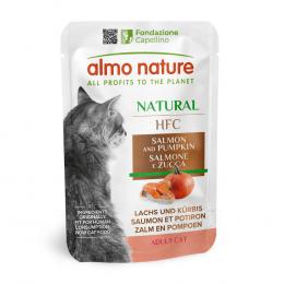 5 + 1 gratis! 6 x 55 g Almo Nature HFC Natural Pouch - Lachs und Kürbis