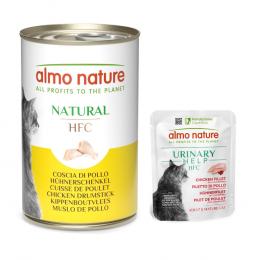 6 x 140 g Almo Nature HFC Natural + 6 x 50 g Urinary Help zum Sonderpreis!  - Hühnerschenkel + Hühnerfilet mit Cranberrys