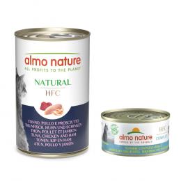 6 x 140 g Almo Nature HFC Natural + 6 x 70 g Complete zum Sonderpreis! - 6 x 140 g Thunfisch, Huhn und Schinken + 6 x 70 g Makrele mit Süßkartoffel