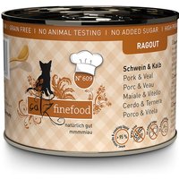 6 x 190 g | catz finefood | No. 609 Schwein & Kalb Ragout | Nassfutter | Katze
