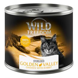6 x 200 g / 400 g Wild Freedom Adult Sterilised zum Probierpreis! - Golden Valley Sterilised - Kaninchen & Huhn (6 x 200 g)