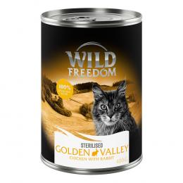 6 x 200 g / 400 g Wild Freedom Adult Sterilised zum Probierpreis! - Golden Valley Sterilised - Kaninchen & Huhn (6 x 400 g)