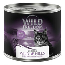 6 x 200 g / 400 g Wild Freedom Adult Sterilised zum Probierpreis! - Wild Hills Sterilised - Ente & Huhn (6 x 200 g)