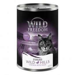6 x 200 g / 400 g Wild Freedom Adult Sterilised zum Probierpreis! - Wild Hills Sterilised - Ente & Huhn (6 x 400 g)