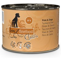 6 x 200 g | dogz finefood | No.8 Pute & Ziege Classic | Nassfutter | Hund