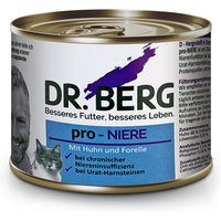 6 x 200 g | Dr. Berg Tiernahrung | pro-Niere mit Huhn & Forelle Diät | Nassfutter | Katze