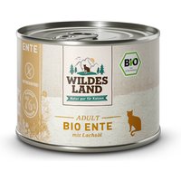 6 x 200 g | Wildes Land | Ente mit Lachsöl BIO Adult | Nassfutter | Katze