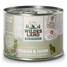 6 x 200 g | Wildes Land | Fasan und Huhn Classic Adult | Nassfutter | Katze