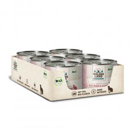 6 x 200 g | Wildes Land | Rind und Huhn mit Cranberries und Lachsöl BIO Adult | Nassfutter | Katze