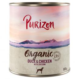6 x 400/800 g Purizon Nassfutter zum Sonderpreis - Organic: Ente und Huhn mit Zucchini (6 x 800 g)