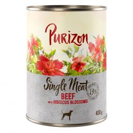 6 x 400/800 g Purizon Nassfutter zum Sonderpreis - Single Meat Rind mit Hibiskusblüten (6 x 400 g)
