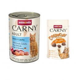 6 x 400 g Animonda Carny Adult + 50 g Crunchy Snack Rind & Huhn gratis! - Huhn & Lachs