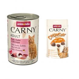 6 x 400 g Animonda Carny Adult + 50 g Crunchy Snack Rind & Huhn gratis! - Pute, Huhn & Shrimps