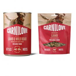 6 x 400 g Carnilove in Paté + 200 g Crunchy Snack zum Sonderpreis!  - Lamm & Wildschwein + Lamm mit Preiselbeeren