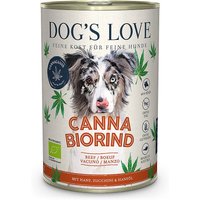 6 x 400 g | Dog’s Love | BIO Rind mit Hanf Canna | Nassfutter | Hund