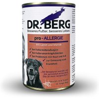 6 x 400 g | Dr. Berg Tiernahrung | pro-ALLERGIE mit Lamm und Maniok Diät | Nassfutter | Hund