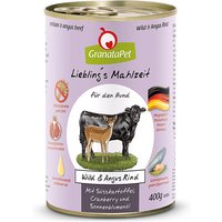 6 x 400 g | GranataPet | Wild & Angus Rind, Süßkartoffel, Cranberries, Sonnenblumenöl Liebling's Mahlzeit | Nassfutter | Hund