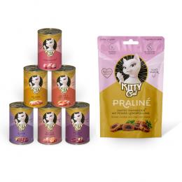 6 x 400 g KITTY Cat Adult Pate + 50 g Praliné Snack Huhn & Leber gratis! - Mix II (6 Sorten)