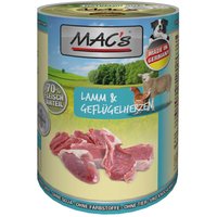 6 x 400 g | MACs | Lamm & Geflügelherzen Dog | Nassfutter | Hund