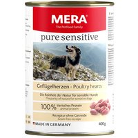 6 x 400 g | Mera | Pure Sensitive Geflügelherzen Pure Sensitive | Nassfutter | Hund