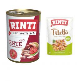 6 x 400 g RINTI Kennerfleisch + 100 g Filetto Pouch in Jelly mit Ente & Gemüse gratis! - Ente