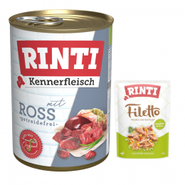 6 x 400 g RINTI Kennerfleisch + 100 g Filetto Pouch in Jelly mit Ente & Gemüse gratis! - Ross