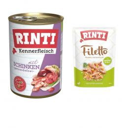 6 x 400 g RINTI Kennerfleisch + 100 g Filetto Pouch in Jelly mit Ente & Gemüse gratis! - Schinken