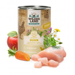 6 x 400 g | Wildes Land | Huhn mit Karotte, Apfel und Wildkräutern Classic Puppy | Nassfutter | Hund