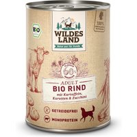 6 x 400 g | Wildes Land | Rind mit Kartoffeln, Karotten & Zucchini BIO Adult | Nassfutter | Hund